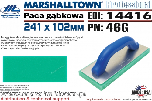 46G paca gąbkowa 241x102mm cała oferta na stronie sklepu marshalltown.pl