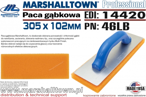 46LB paca gąbkowa 305x102mm cała oferta na stronie sklepu marshalltown.pl