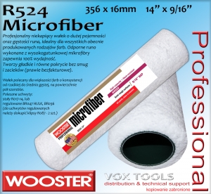 R524-14 356x16mm MicroFiber  wałek malarski bezfakturowy z mikrofibry (zamiennik MicroPlush)