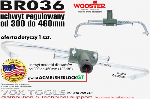 BR036 300-460mm (12-18) uchwyt regulowany, trzpień fi 6.35mm, mocowanie kija: gwint plus SherlockGT
