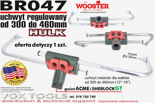 BR047 HULK 300-460mm (12-18) uchwyt regulowany, trzpień fi 6.35mm, mocowanie gwint plus SherlockGT