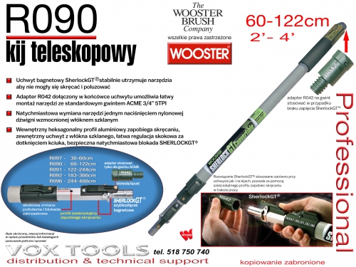 R090 kij teleskopowy Wooster Brush z systemem SherlockGT