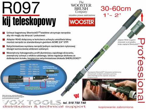 R097 Wooster Brush kij teleskopowy 30 - 60cm z systemem SherlockGT