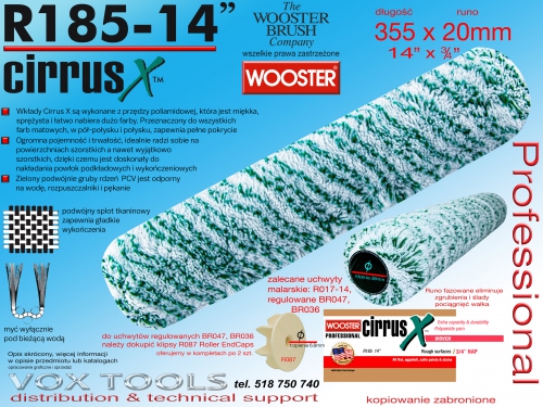Cirrus X R185-14 356x20mm profesjonalny wałek malarski poliamidowy Wooster Brush CirrusX