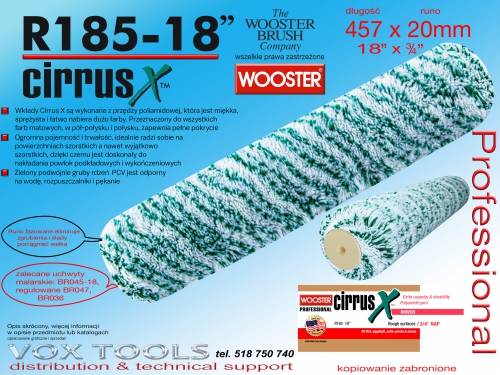 Cirrus X R185-18 457x20mm profesjonalny wałek malarski poliamidowy Wooster Brush