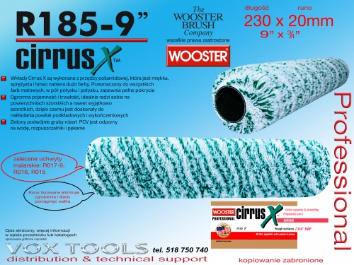Cirrus X R185-9 230x 20mm profesjonalny wałek malarski poliamidowy Wooster Brush