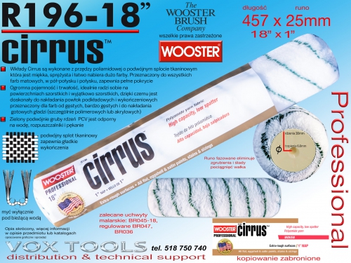 Cirrus R196-18 457x25mm super wałek do gęstych i bardzo gęstych farb oraz nakładania gotowych gładzi