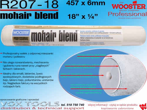 R207-18 456x6.35mm  Mohair Blend, wałek moherowy