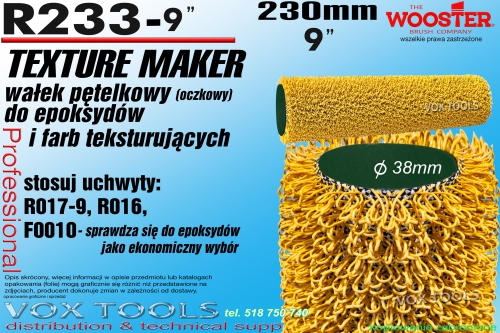 Texture Maker R233 230mm (9) wałek pętelkowy do tekstur, powłok epoksydowych wyprawek podłogowych