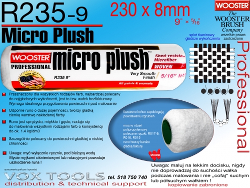 MicroPlush R235-9 230x8mm bezfakturowy wałek z mikrofibry Wooster Brush