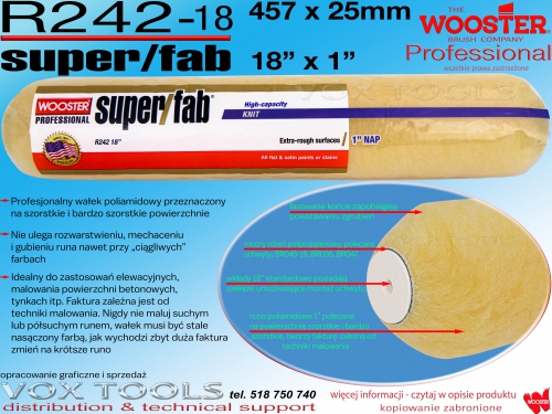 R242-18 SuperFAB 456x25mm dla gęstości farby ok. 1.37-1.55 g/dm3, do dużych powierzchni i elewacji