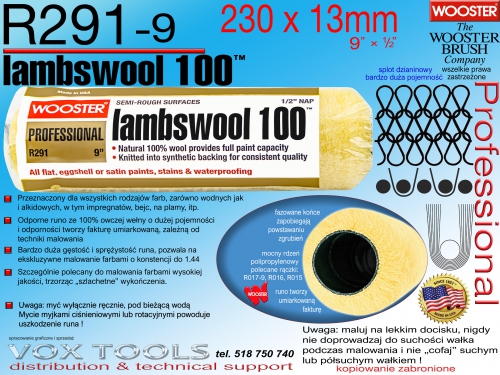 R291-9 Lambswool 230x13mm naturalna owcza wełna 100%