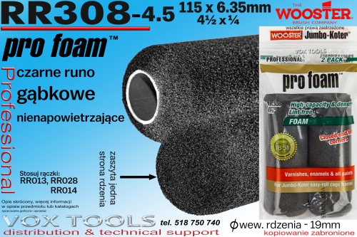 RR308-4.5 Pro Foam 115x6.35mm wałek gąbkowy do farb i lakierów, nienapowietrzający