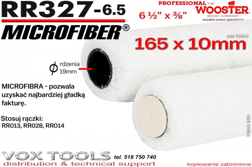 RR327-6.5 MicroFiber 165x10mm mini wałek z mikrofibry, bezfakturowy, idealny do farb wys. jakości