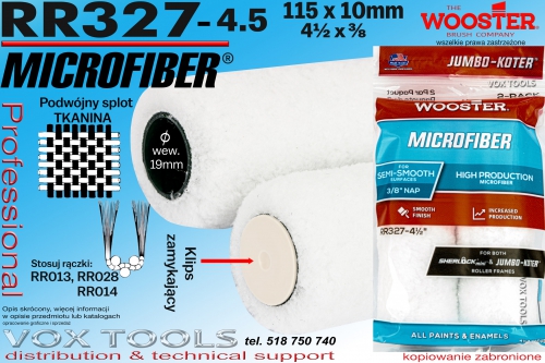 RR327-4.5 MicroFiber 115x10mm mini wałek z mikrofibry, bezfakturowy, idealny do farb wys. jakości
