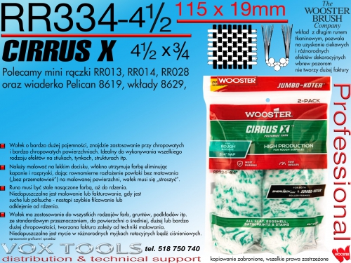 RR334 4.5 CIRRUS X 115x19mm mini wałek tkaninowy