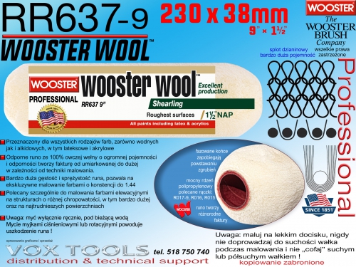 RR637 Wooster Wool 230x38mm, wałek wełniany, idealny do elewacji