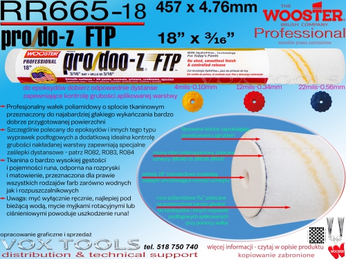 RR665-18 ProDoo-Z FTP 456x5mm, poliamidowy wałek malarski