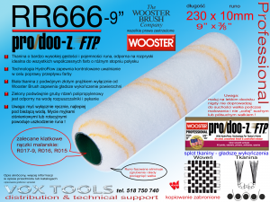 RR666-9 230x10mm Pro/Doo-Z FTP poliamidowy wałek finiszowy (na gładko) do gęstości ok. 1.37g/l