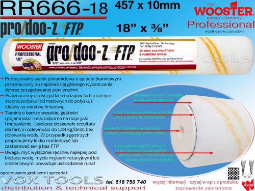 ProDoo-Z FTP RR666-18 456x10mm poliamidowy wałek finiszowy (na gładko) do gęstości ok. 1.37g/l