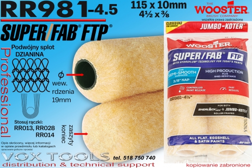 RR981-4.5 SuperFab FTP 115x10mm mini wałek dla gęstości od ok. 1.1 do ok. 1.37g/dm3