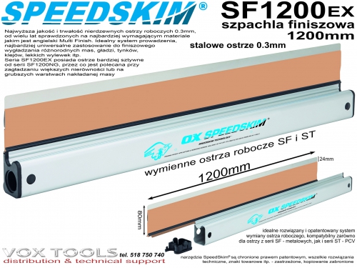 SF1200EX szpachla finiszowa Speedskim z ostrzem stalowym 0.3mm , długość 1200mm