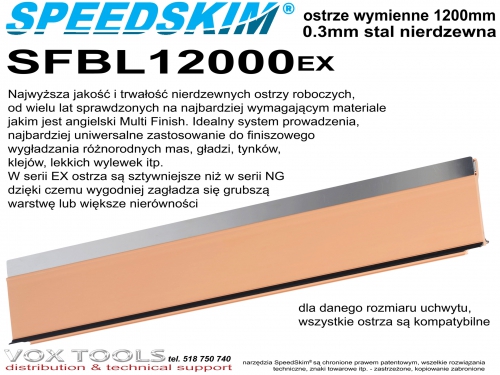 SFBL1200EX  wymienne ostrze stalowe Speed Skim Expert 0.3mm, długość 1200mm