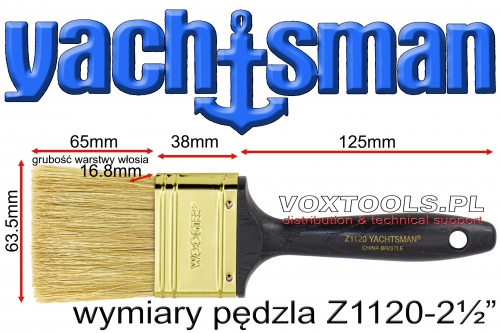 Wymiary techniczne pędzla Yachtsman Z1120-2.5  (63.5mm)