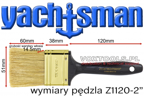 Wymiary techniczne pędzla Yachtsman Z1120-2 (51mm)