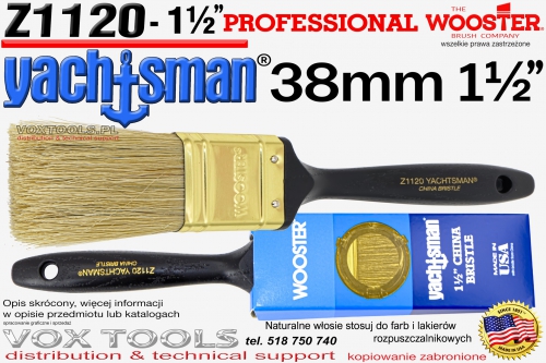 YachtSman 38mm Z1120, naturalne włosie 1-1/2 do farb rozpuszczalnikowych