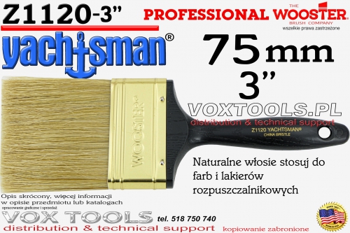 Z1120 76mm YachtSman, naturalne włosie 3 do farb rozpuszczalnikowych